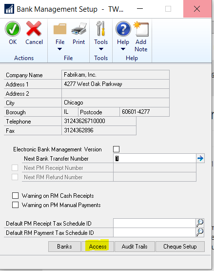 Gp Bank Manager Dynamics GP – Bank Management button missing from Chequebook ...