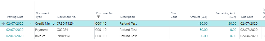 Dynamics 365 Business Central: Posting a Sales Refund and applying to a ...