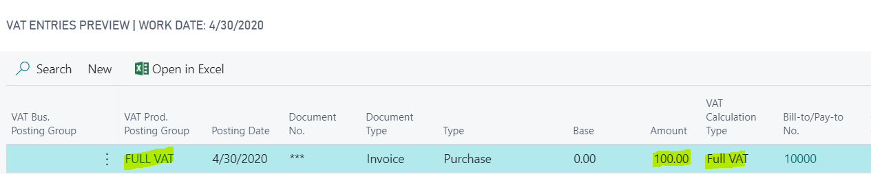 Dynamics 365 Business Central – How to Post a VAT only Invoice