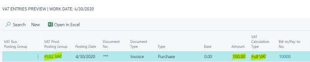 Dynamics 365 Business Central – How to Post a VAT only Invoice