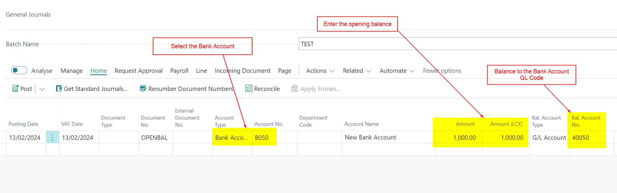 Dynamics 365 Business Central – How I post Opening Balances for Bank ...