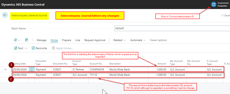 Dynamics 365 Business Central – How to post a Payment in one company ...