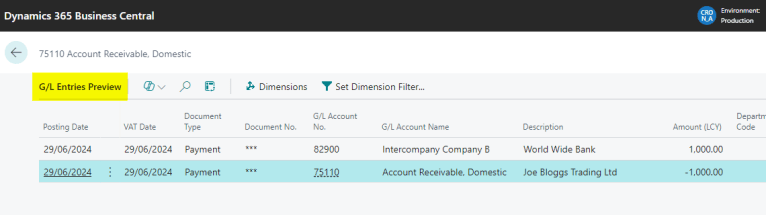 Dynamics 365 Business Central – How to post a Payment in one company ...