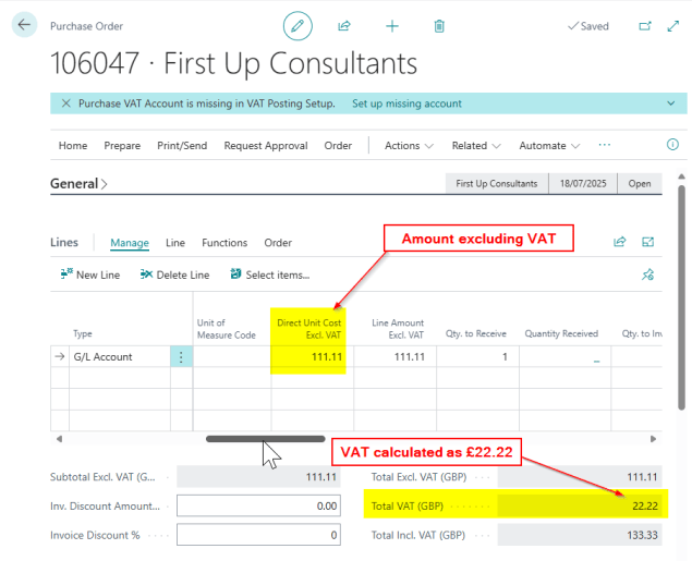 Dynamics 365 Business Central – How to change the VAT amount on a ...