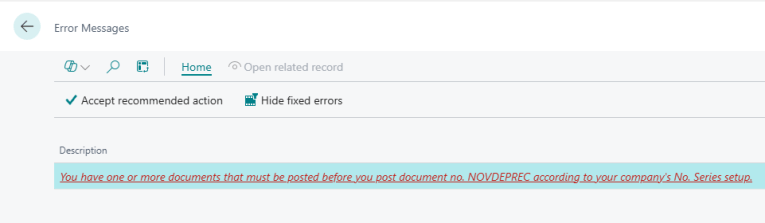 Dynamics 365 Business Central – Error Message “You have one or more ...
